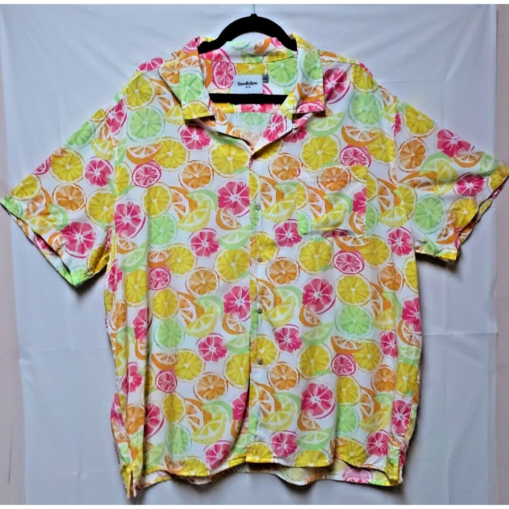 Men's Goodfellow Citrus Print Whimsical Vacation Short Sleeve Shirt Sz XXL PO Ex